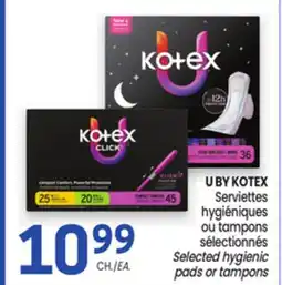Uniprix U BY KOTEX Serviettes hygiéniques ou tampons sélectionnés/ Selected hygienic pads or tampons offer