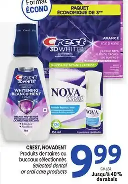 Uniprix CREST, NOVADENT Produits dentaires ou buccaux sélectionnés/ Selected dental or oral care products offer