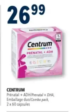 Familiprix Centrum Prenatal + DHA complete multivitamin and multimineral supplement combo 2x60un offer