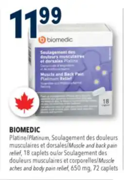 Familiprix Biomedic muscle & back pain platinum relief caplets 18un offer