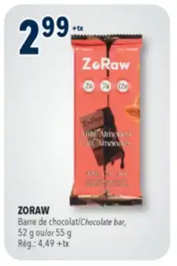 Familiprix ZoRaw no added sugar milk with almonds chocolate 45% cacao offer