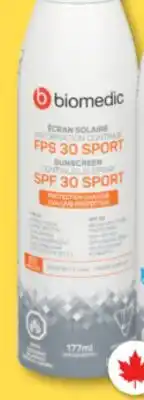 Familiprix Biomedic continous spray sunscreen SPF30 sport offer