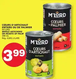 Marches Tradition M'LORD WHOLE ARTICHOKE OR HEARTS OF PALM offer