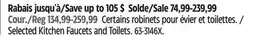 Canadian Tire Selected Kitchen Faucets and Toilets offer