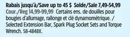 Canadian Tire Mastercraft Selected Extension Bar, Spark Plug Socket Sets and Torque Wrench offer
