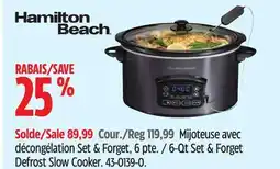 Canadian Tire Hamilton Beach 6-Qt Set & Forget Defrost Slow Cooker offer