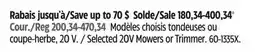 Canadian Tire Mastercraft Selected 20V Mowers or Trimmer offer