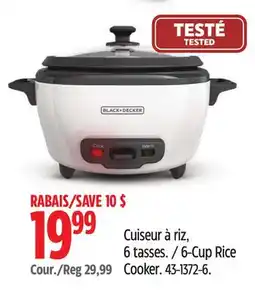 Canadian Tire BLACK+DECKER 6-Cup Rice Cooker offer
