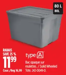 Canadian Tire type A Solid Wheeled Tote offer
