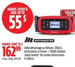 Canadian Tire 1350A Lithium Jump Starter. On-screen instructions offer