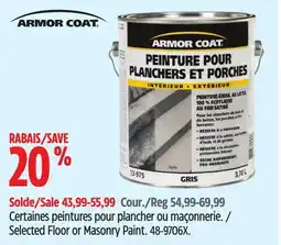 Canadian Tire Selected Floor or Masonry Paint offer