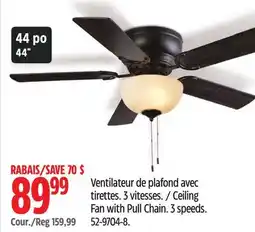 Canadian Tire Ceiling Fan with Pull Chain. 3 speeds offer