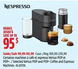 Canadian Tire Selected Vertuo POP and POP+ Coffee and Espresso Machines offer