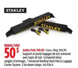 Canadian Tire STANLEY Universal Rooftop Rack Pad & Luggage Carrier System. 2 tie-down straps offer