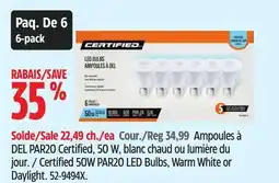 Canadian Tire Certified 50W PAR20 LED Bulbs, Warm White or Daylight offer