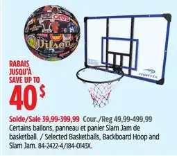 Canadian Tire Selected Basketballs, Backboard Hoop and Slam Jam offer