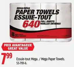 Canadian Tire Mega Paper Towels offer