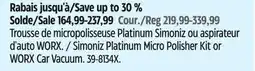 Canadian Tire Simoniz Platinum Micro Polisher Kit or WORX Car Vacuum offer