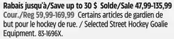 Canadian Tire Selected Street Hockey Goalie Equipment offer
