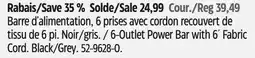 Canadian Tire GLOBE 6-Outlet Power Bar with 6´ Fabric Cord offer