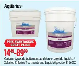 Canadian Tire Selected Aquarius Chlorine Treatments and Liquid Algaecide offer