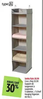 Canadian Tire 5-Shelf Hanging Organizer offer