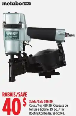 Canadian Tire METABO HPT 13⁄4˝ Roofing Coil Nailer offer