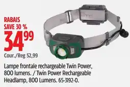 Canadian Tire Twin Power Rechargeable Headlamp offer