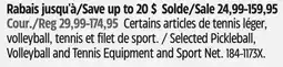 Canadian Tire Selected Pickleball, Volleyball and Tennis Equipment and Sport Net offer