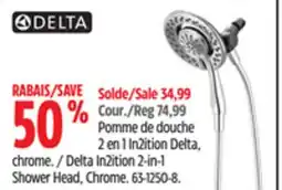 Canadian Tire Delta In2ition 2-in-1 Shower Head, Chrome offer