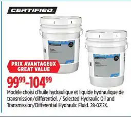 Canadian Tire Selected Hydraulic Oil and Transmission/Differential Hydraulic Fluid offer