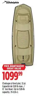 Canadian Tire Sun Dolphin 12´ Jon Boat.Up to 528-lb capacity offer