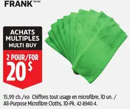 Canadian Tire FRANK All-Purpose Microfibre Cloths, 10-Pk offer