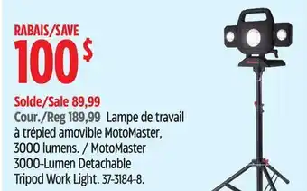 Canadian Tire MotoMaster 3000-Lumen Detachable Tripod Work Light offer