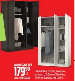 Canadian Tire Sauder 3-Drawer Wardrobe, White or Espresso offer
