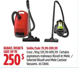 Canadian Tire Selected Bissell and Miele Canister Vacuums offer