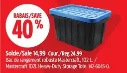 Canadian Tire Mastercraft 102L Heavy-Duty Storage Tote offer
