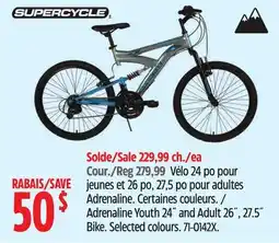 Canadian Tire SUPERCYCLE Adrenaline Youth 24˝ and Adult 26˝, 27.5˝ Bike offer