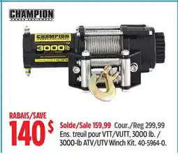 Canadian Tire CHAMPION 3000-lb ATV/UTV Winch Kit offer