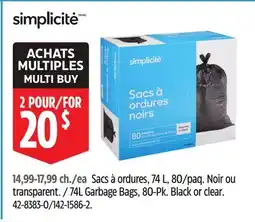 Canadian Tire 74L Garbage Bags, 80-Pk. Black or clear offer