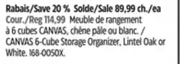 Canadian Tire CANVAS 6-Cube Storage Organizer, Lintel Oak or White offer
