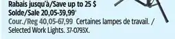 Canadian Tire Selected Work Lights offer