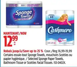 Canadian Tire Selected Sponge Paper Towels, Bathroom Tissue or Scotties Facial Tissues offer