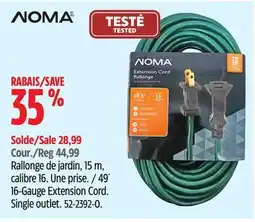 Canadian Tire NOMA 49´ 16-Gauge Extension Cord. Single outlet offer