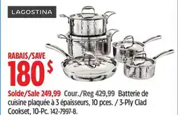 Canadian Tire Lagostina 3-Ply Clad Cookset, 10-Pc offer