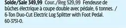 Canadian Tire 6-Ton Duo-Cut Electric Log Splitter with Foot Pedal offer
