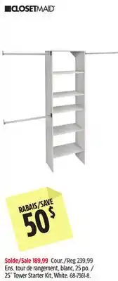 Canadian Tire Closetmaid 25˝ Tower Starter Kit, White offer