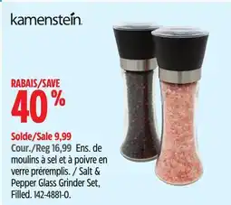 Canadian Tire SALT & Pepper Glass Grinder Set Filled offer