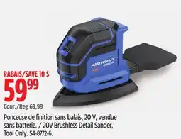 Canadian Tire MASTERCRAFT 20V Brushless Detail Sander, Tool Only offer
