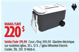 Canadian Tire Igloo Wheeled Electric Cooler, 33L. 12V offer